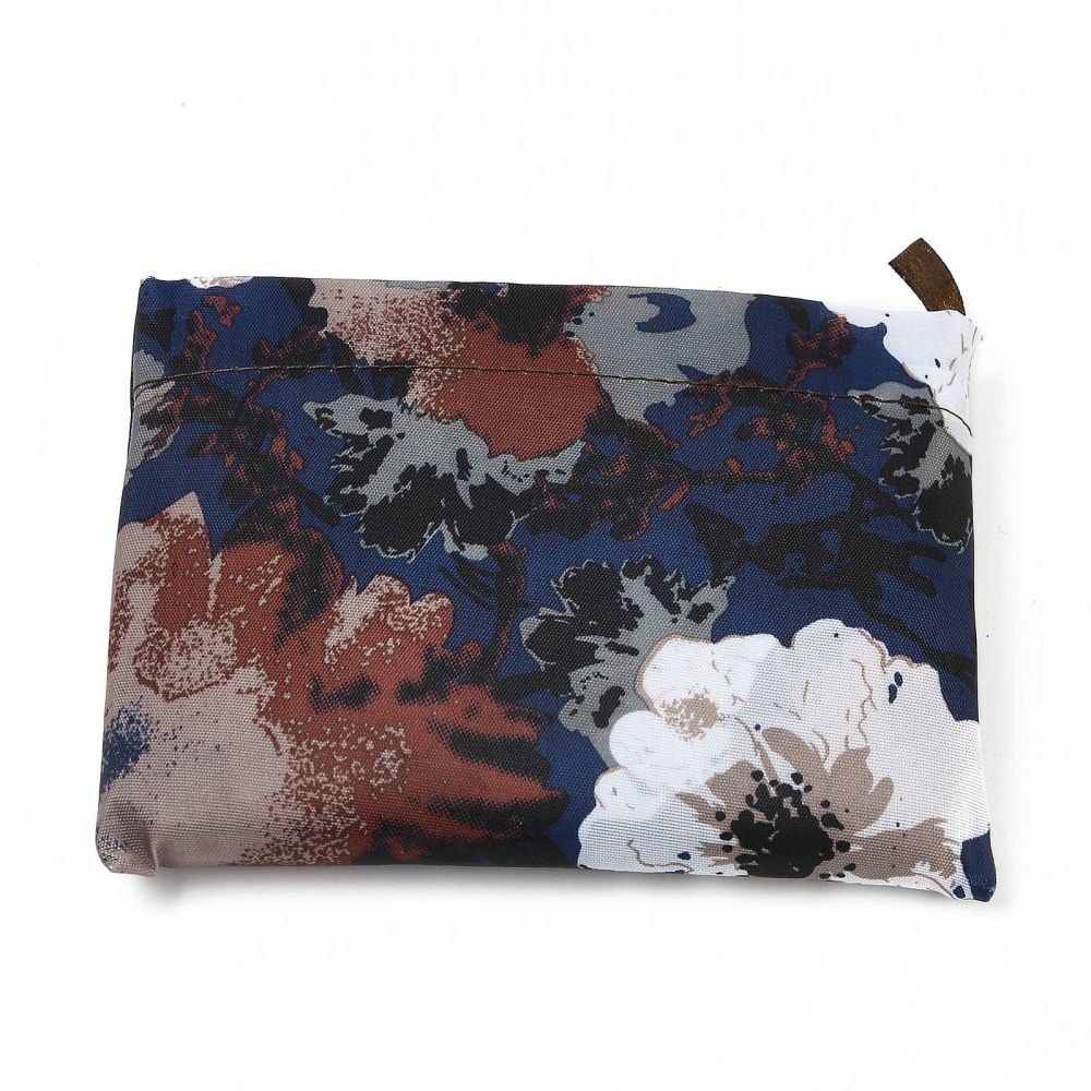 Floral Print, Foldable Eco-Friendly Nylon Grocery Bags, Reusable Waterproof Shopping Tote Bags, with Pouch and Bag Handle,