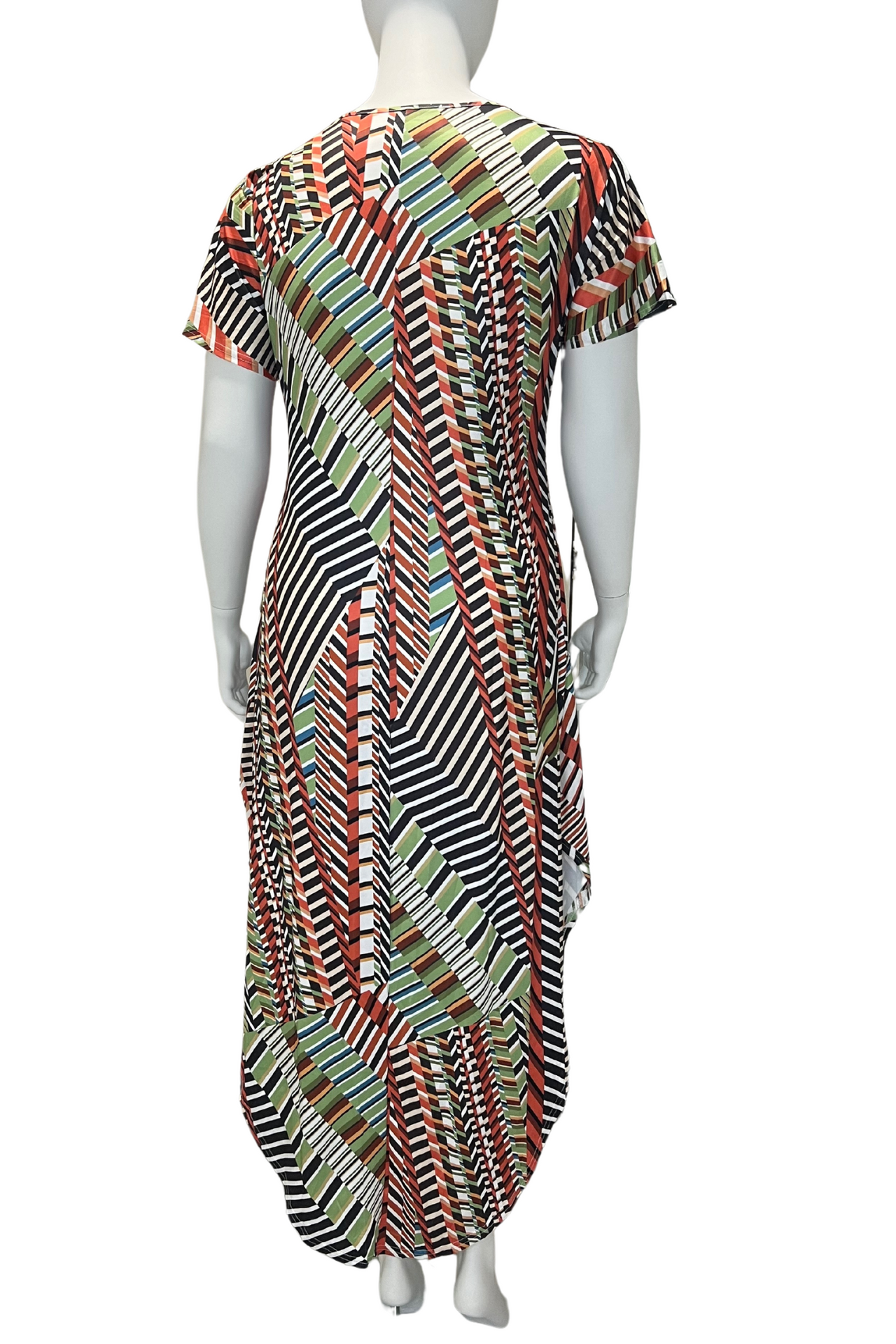 Geo Print Plus Size Dress with Detailed Skirt Womens Plus Size Dress