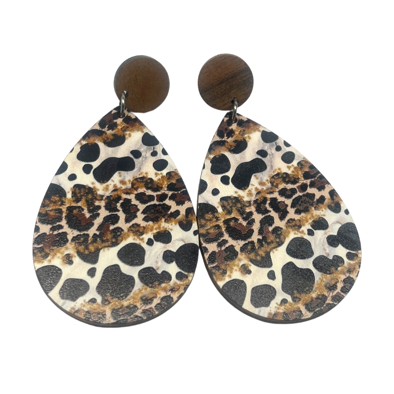 Leopard Print, Animal Print Wood & Resin Stud Dangle Earrings Fashion Earrings Statement Earrings (Copy)