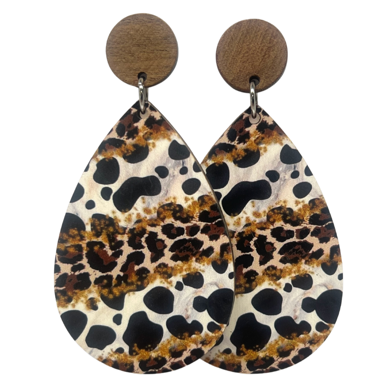 Leopard Print, Animal Print Wood & Resin Stud Dangle Earrings Fashion Earrings Statement Earrings (Copy)