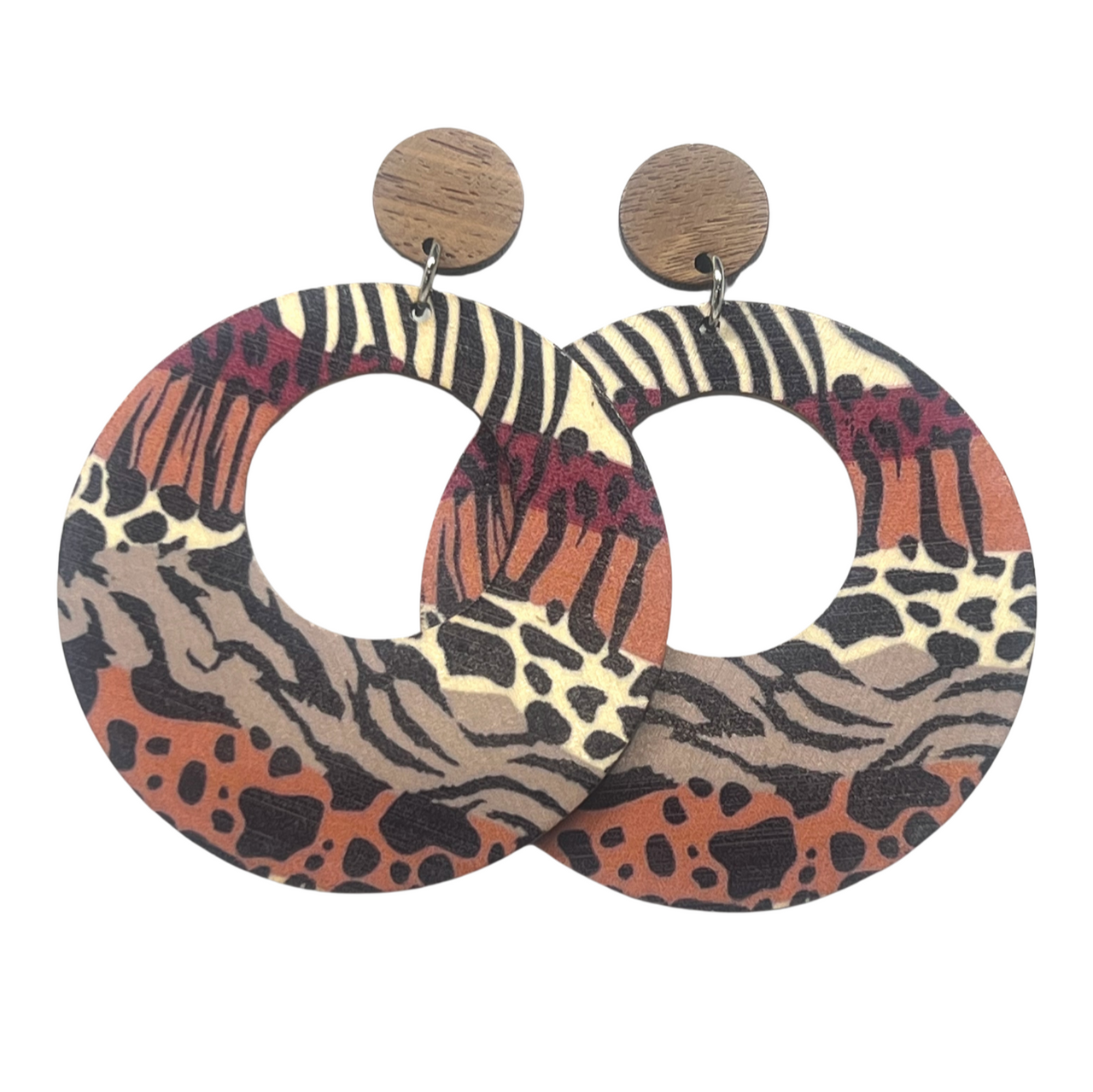 Animal Print Zebra Print Wood Stud Dangle Earrings Fashion Earrings Statement Earrings (Copy) (Copy)