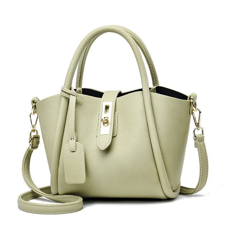 Women's All Seasons Pu Leather Elegant Classic Style Shoulder Bag Handbag Bucket Bag Solid Colour Black Deep Khaki Fruit Green