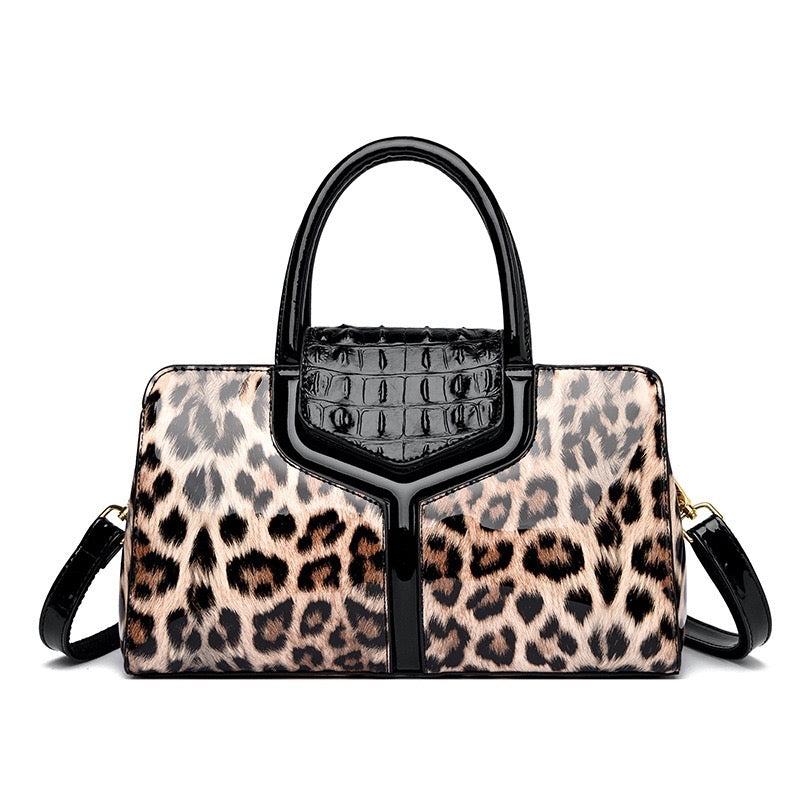 Womens Fashion Leopard Print & Crocodile Quality PU Leather Handbag Animal Print Handbag Evening Handbag