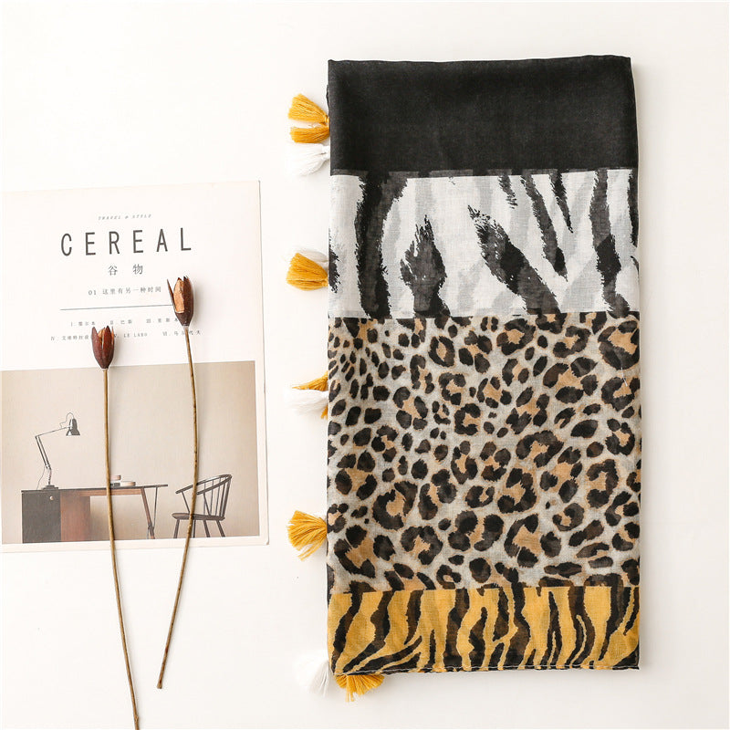 Women's Fashion Animal Print Voile Scarf