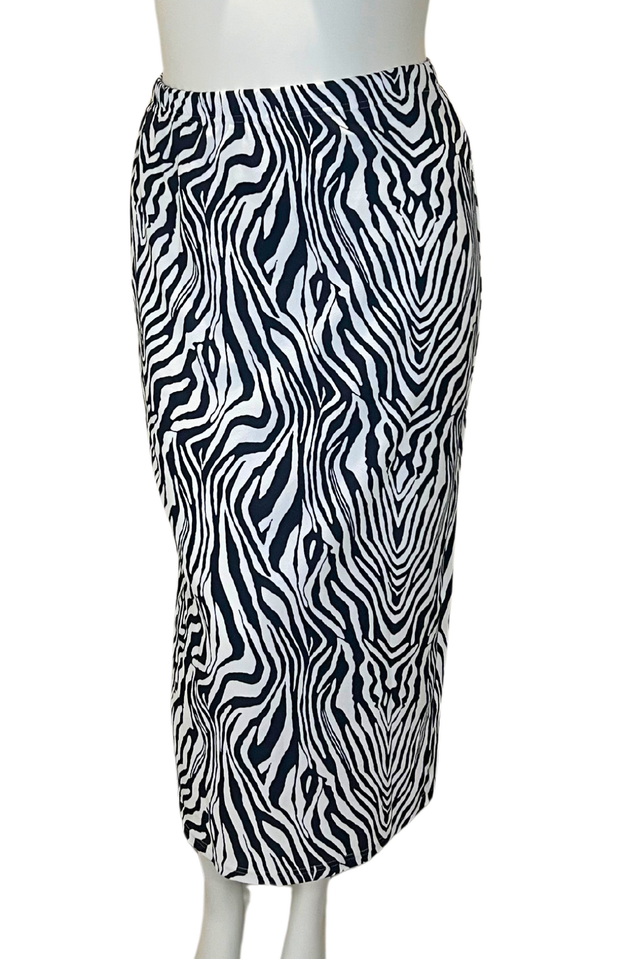 Womens Plus Size Zebra Print Elastic Waist Skirt  Womens Plus Size Fashion Midi Length Skirt