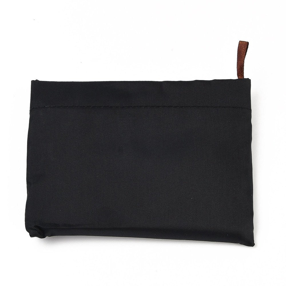 Black, Foldable Eco-Friendly Nylon Grocery Bags, Reusable Waterproof Shopping Tote Bags, with Pouch and Bag Handle,