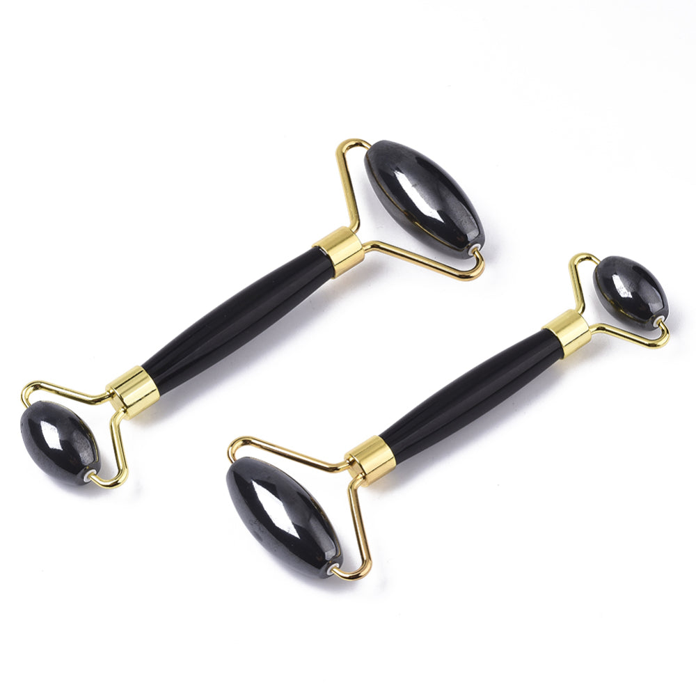 Magnetic Synthetic Hematite Massage Tools, Facial Rollers, with Light Gold Plated Brass Findings,