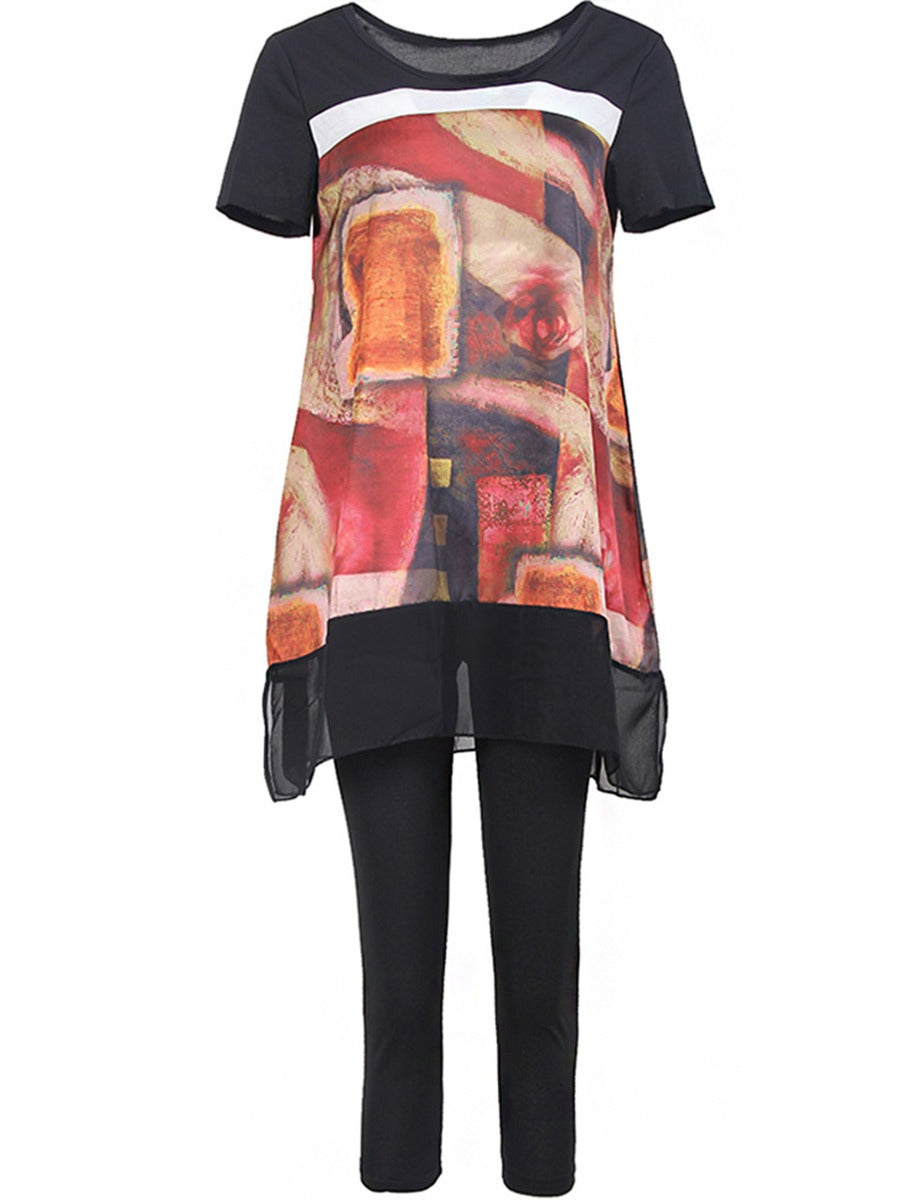 Stunning Abstract Print Top & Pant Set